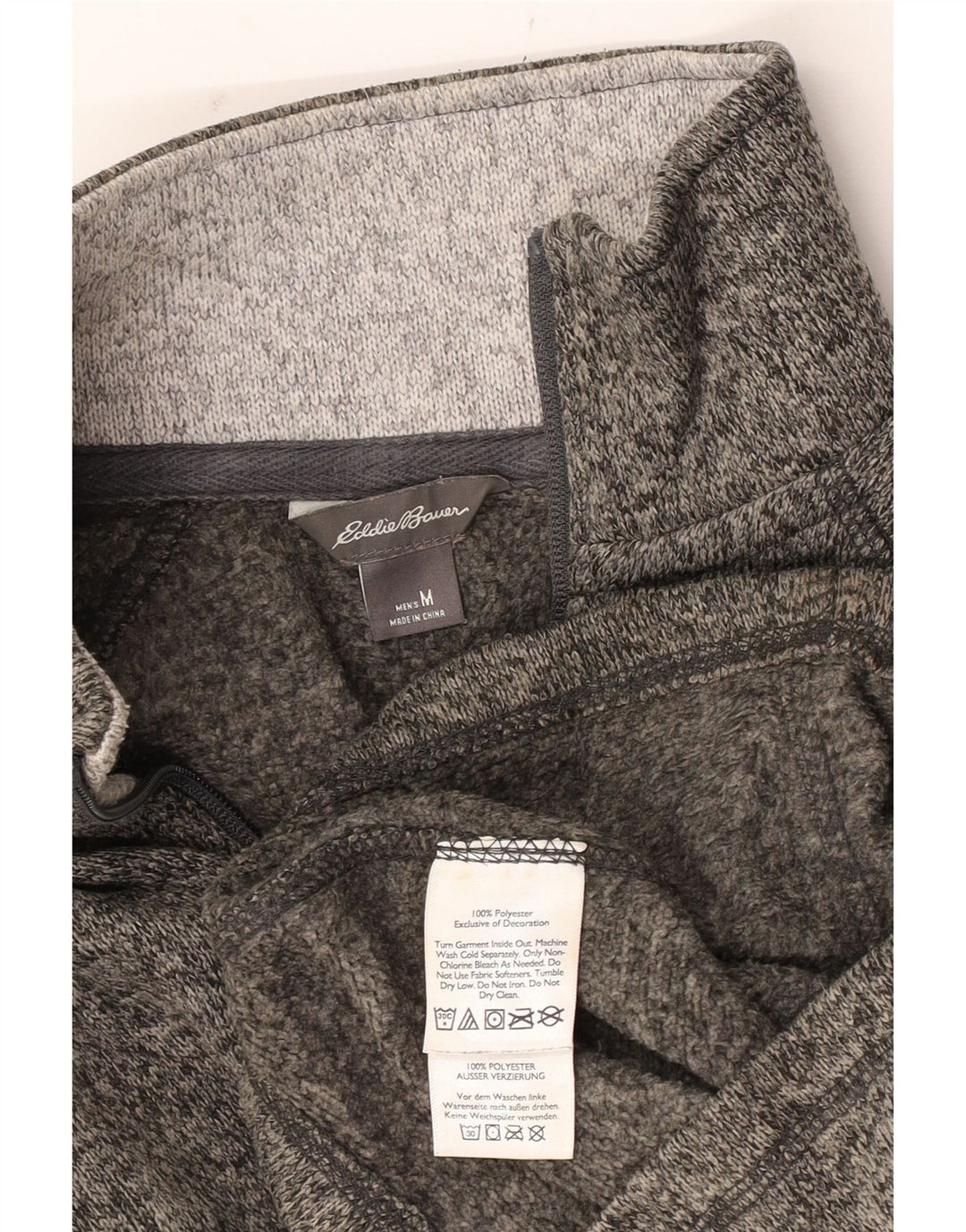 Eddie Bauer Herren-Sweatshirt mit Reißverschluss am Hals, Mittelgrau meliertes Polyester