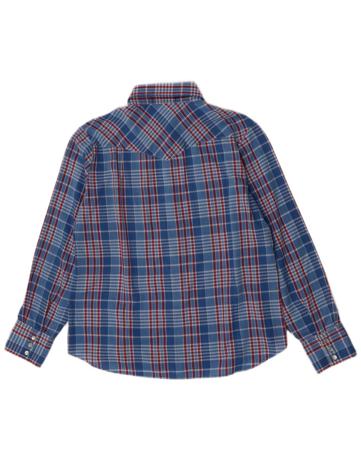 Amy Barr Westernhemd für Damen, Größe 36, klein, blau kariertes Polyester