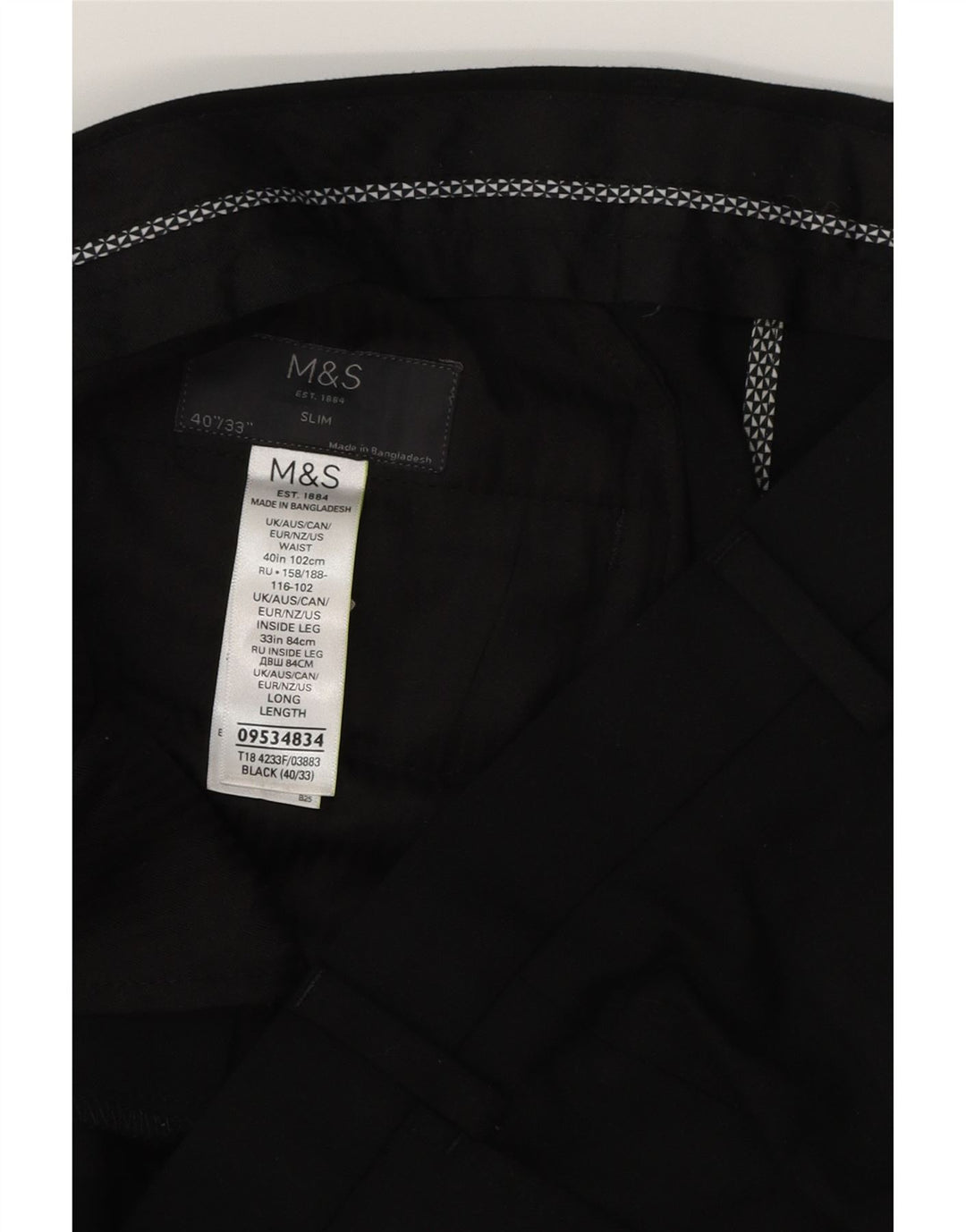 MARKS & SPENCER Herren Slim Chinohose W40 L33 Schwarz Polyester