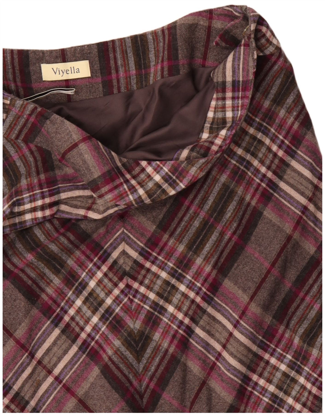 VIYELLA Damen A-Linien-Rock UK 16 Large W36 Grau karierte Wolle