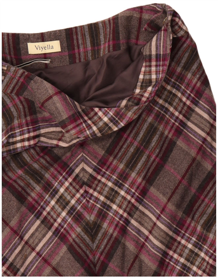 VIYELLA Damen A-Linien-Rock UK 16 Large W36 Grau karierte Wolle