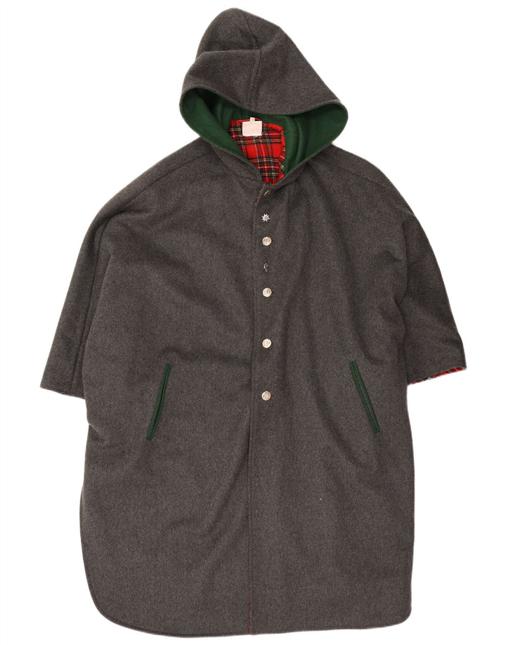 Vintage Damen Poncho-Mantel mit Kapuze, Einheitsgröße, Grau