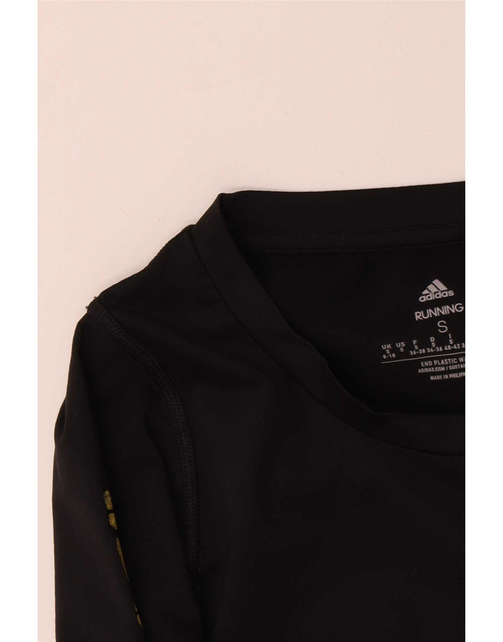 Adidas Damen Graphic Top Langarm UK 8/10 Small Schwarz Polyester