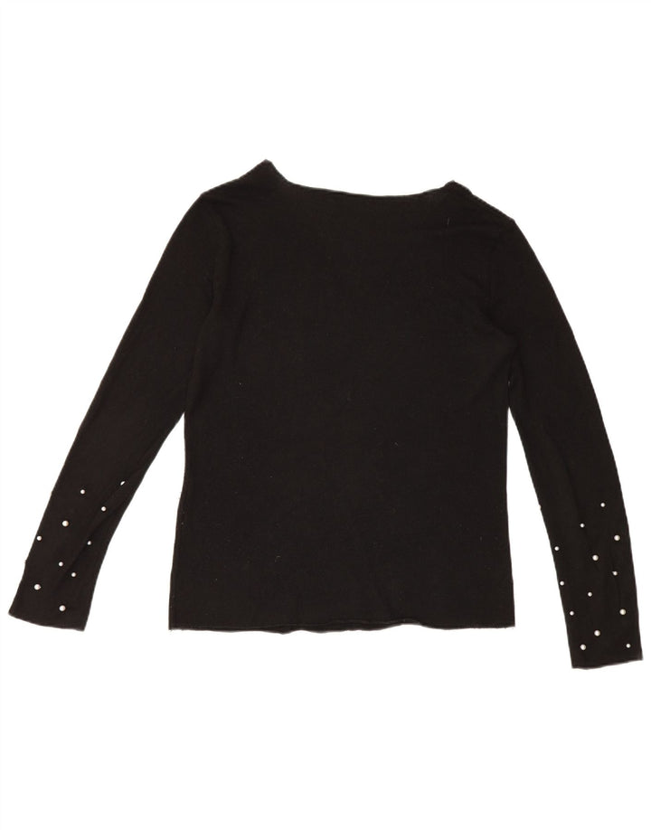 Zara Damen Top Langarm UK 14 Medium Schwarz