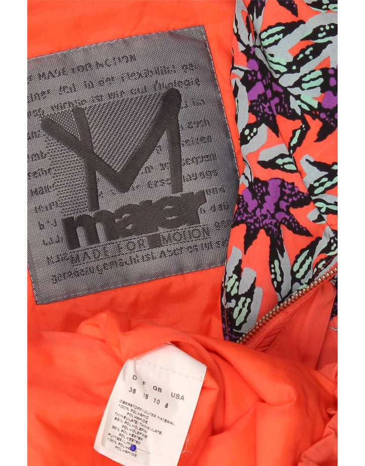 Übergroße Damen-Skijacke von Maier, UK 10, klein, orangefarbenes Blumenmuster, Polyamid