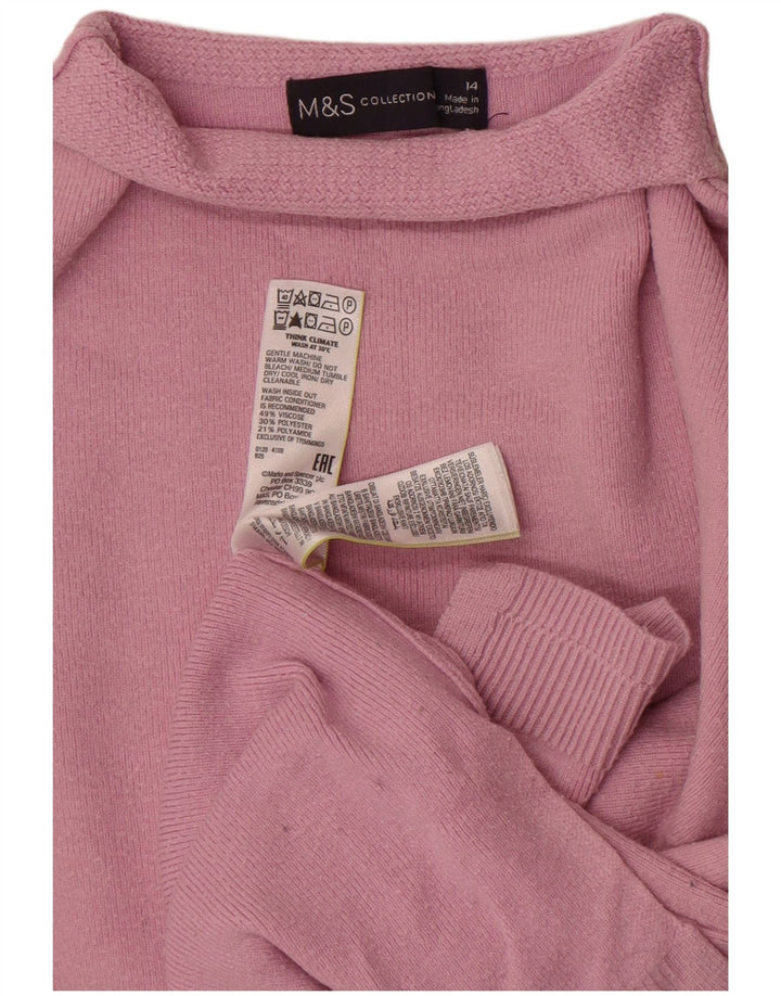 Marks & Spencer Womens Turtle Neck Jumper Sweater UK 14 Large Pink Viscose