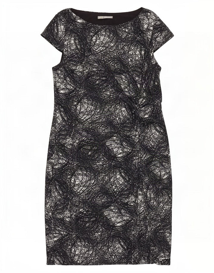 Marks & Spencer Damen Etuikleid mit abstraktem Muster UK 20 2XL Schwarz