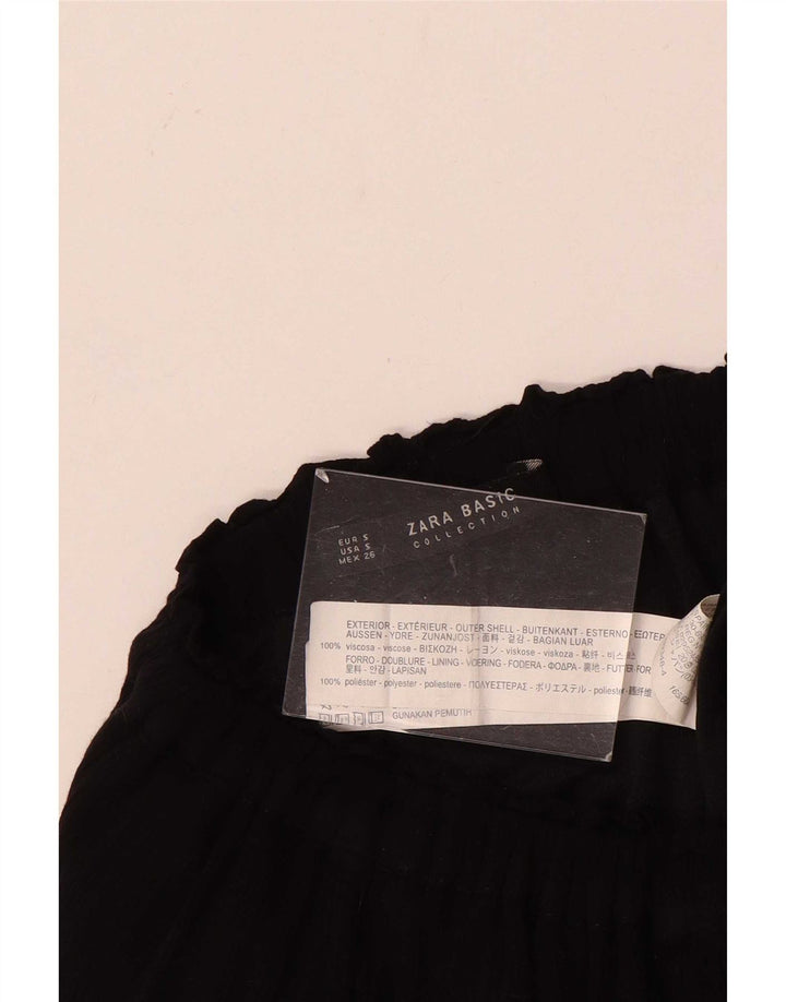 Zara Damen Maxi-Stufenrock Small W26 Schwarze Viskose
