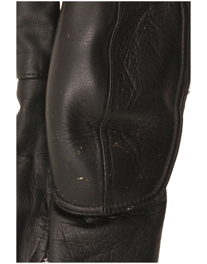 Vintage Herren-Leder-Bikerhose W34 L30 Schwarzer Farbblock