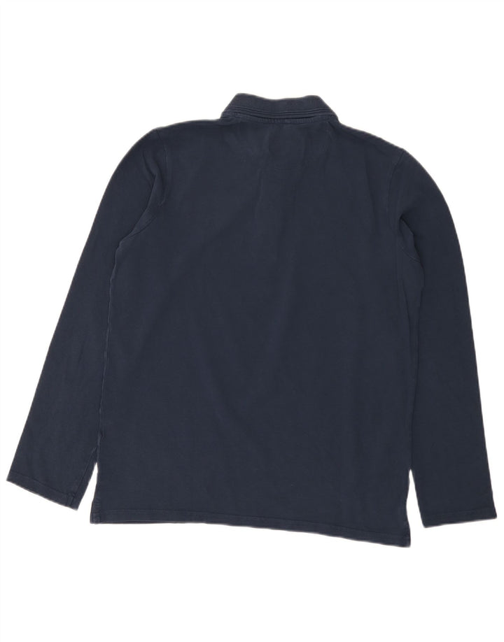 Carrera Herren-Langarm-Poloshirt aus mittelblauer, normaler Baumwolle