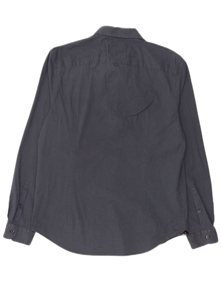 Superdry Herren-Hemd mit schmaler Passform, groß, marineblau gepunktete Baumwolle