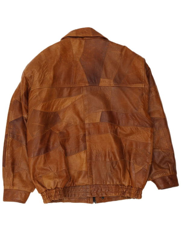 Vintage Herren Lederjacke UK 42 XL Braunes Patchwork-Leder