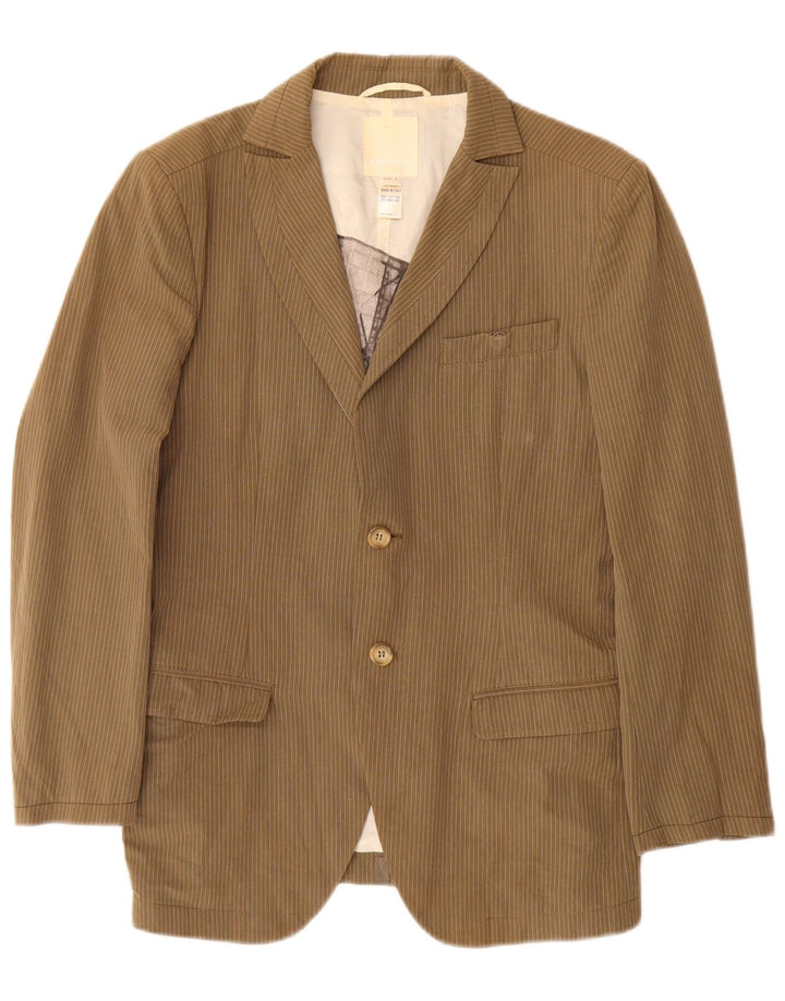 Diesel Herren-Blazer mit 2 Knöpfen, UK 36, kleine Khaki-Nadelstreifen-Baumwolle