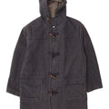 Stefanel Herren-Dufflecoat mit Kapuze, UK 38, mittelblaue Wolle