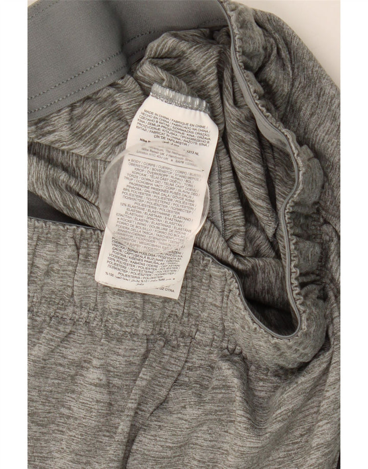 NIKE Damen Dri Fit Sport Shorts UK 14 Large Grau geflecktes Polyester