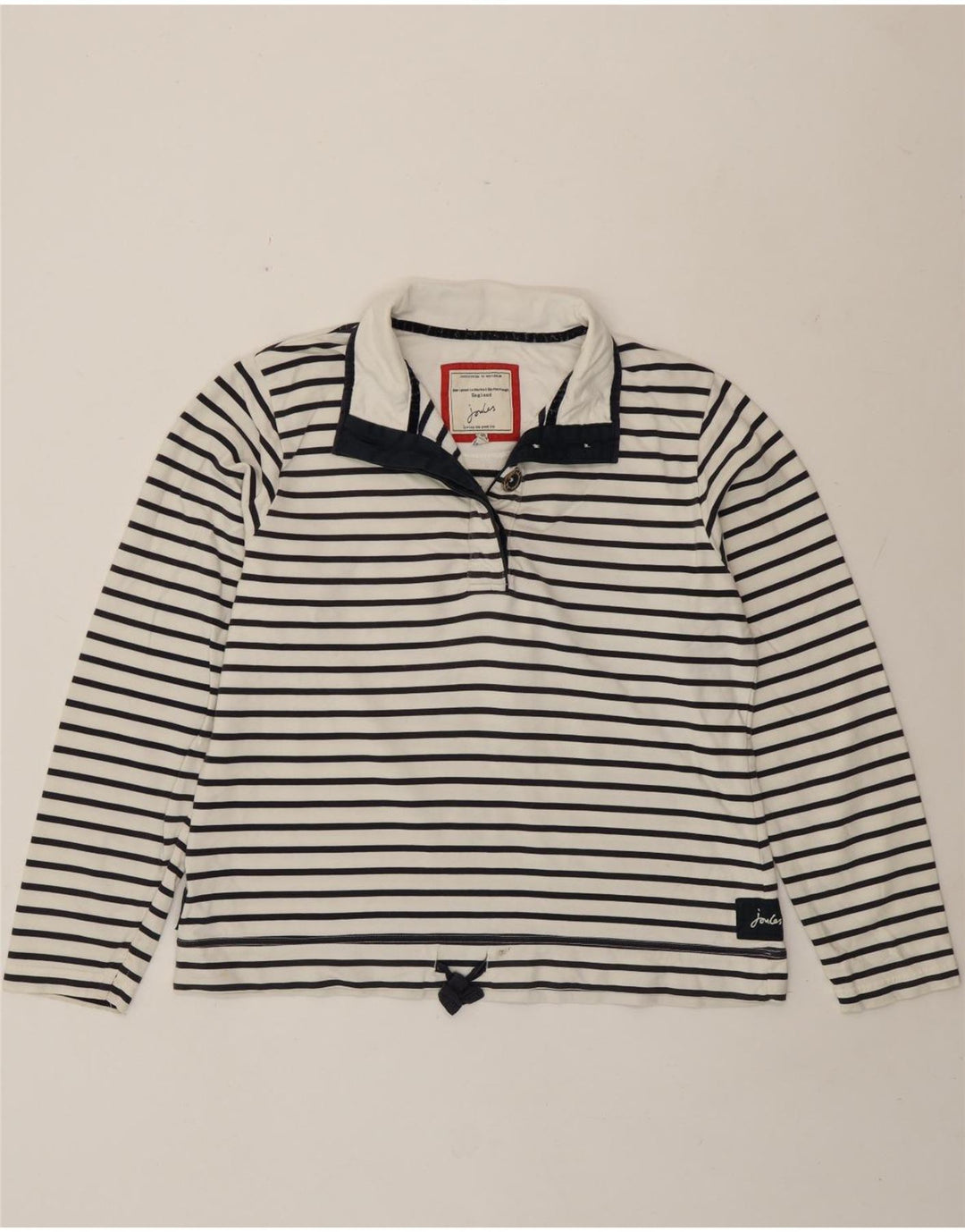 Joules Damen-Sweatshirt mit Knopfkragen, Gr. 40, Größe L, weiß gestreift