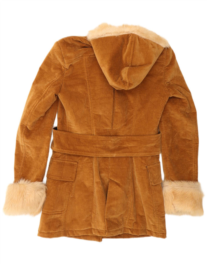 Dolce & Gabbana Damen Cord-Dufflecoat mit Kapuze IT 42 Mittelbraun