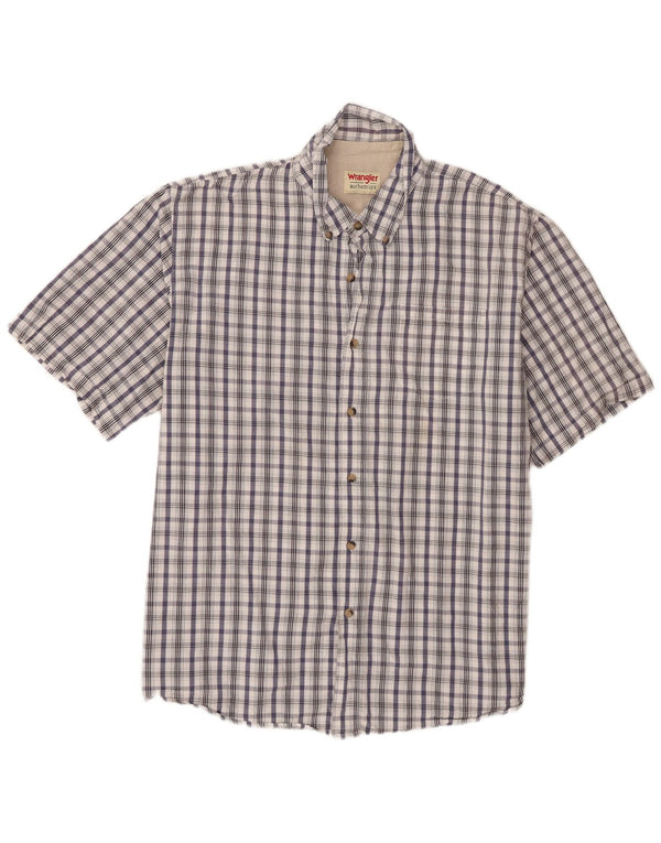 Wrangler Herren-Kurzarmhemd XL, weiß kariert, Baumwolle