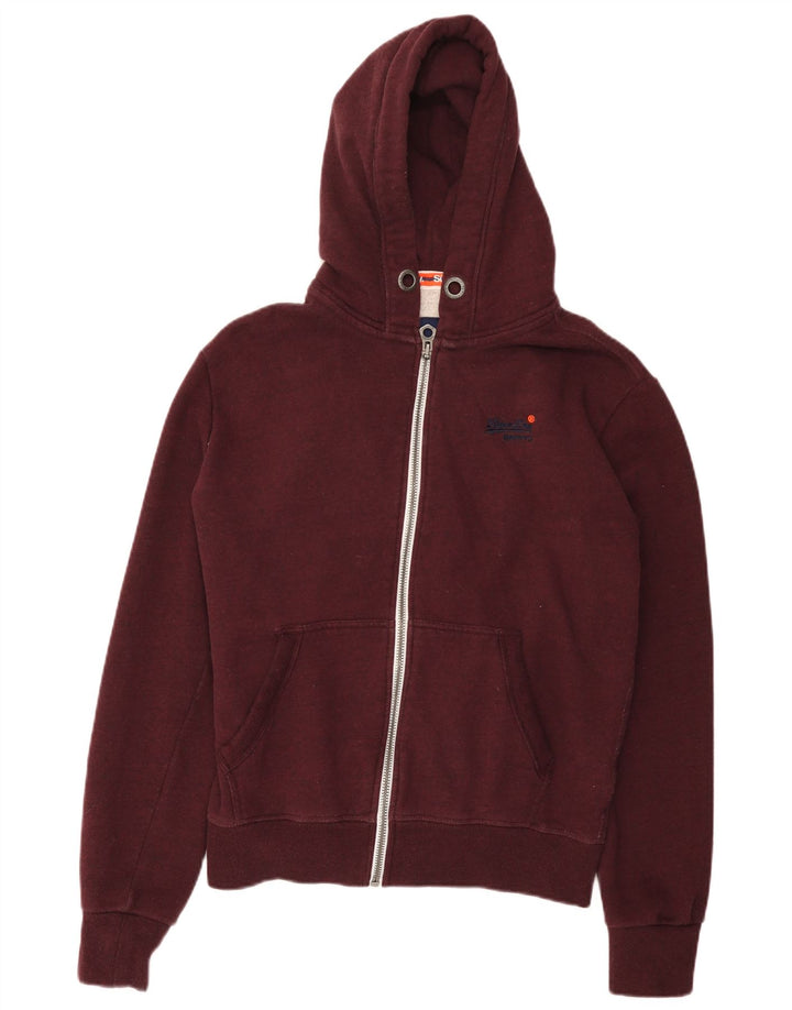 Superdry Herren-Kapuzenpullover mit Reißverschluss, mittlere Burgunder-Baumwolle
