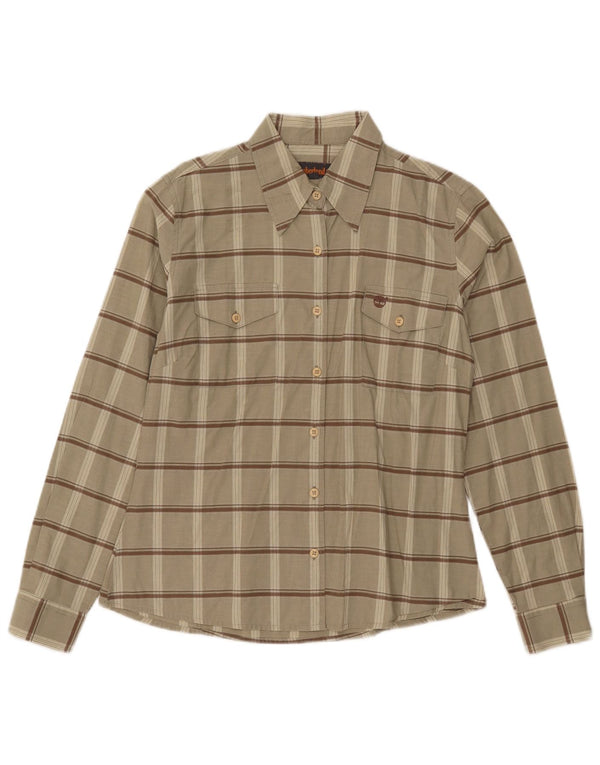 Timberland Damenhemd UK 14 Medium Khaki Check Baumwolle
