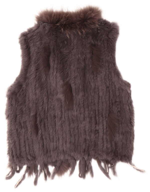 Vintage Damen Kunstfellweste UK 14 Large Grau