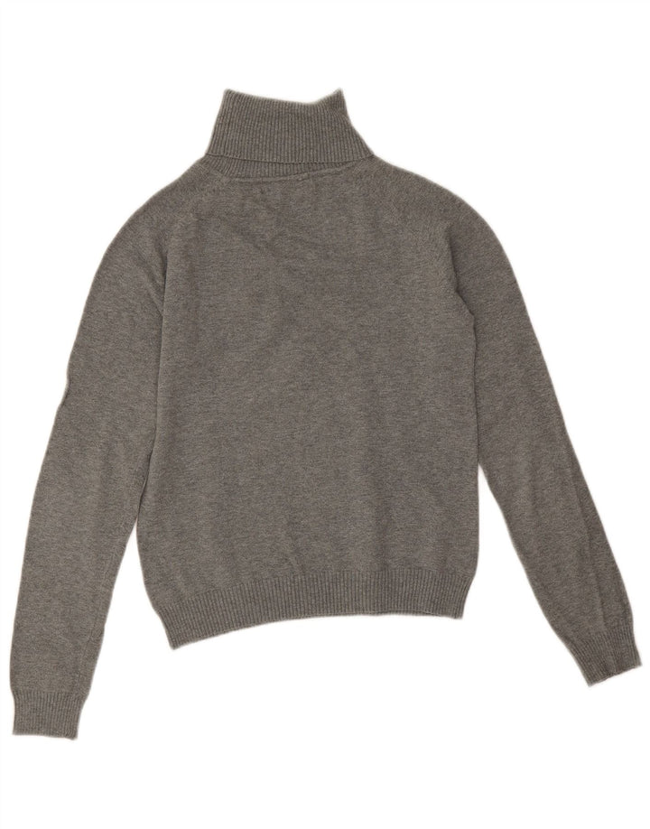 Zara Damen Crop Rollkragenpullover Pullover UK 12 Mittelgraue Baumwolle