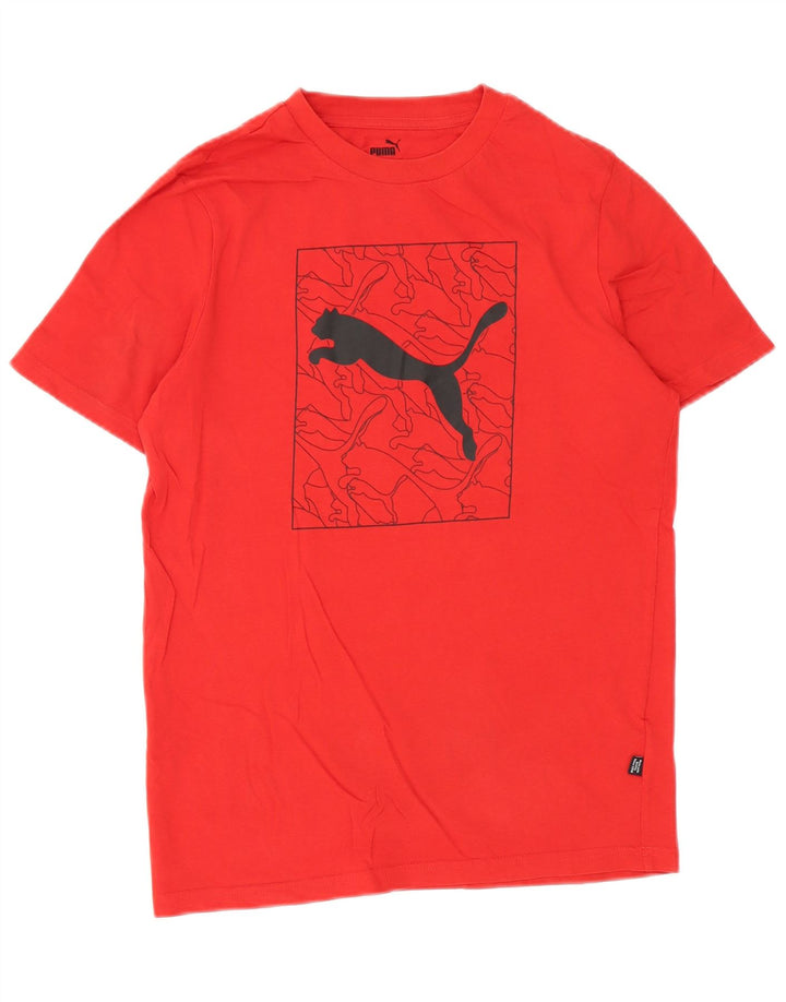 Puma Herren Grafik T-Shirt Top Small Rot Baumwolle