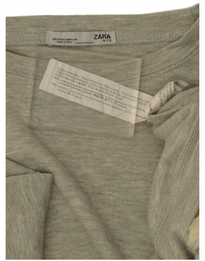 Zara Damen-Oversize-Top mit 3/4-Ärmeln, Größe S, Grau, Colourblock-Polyester