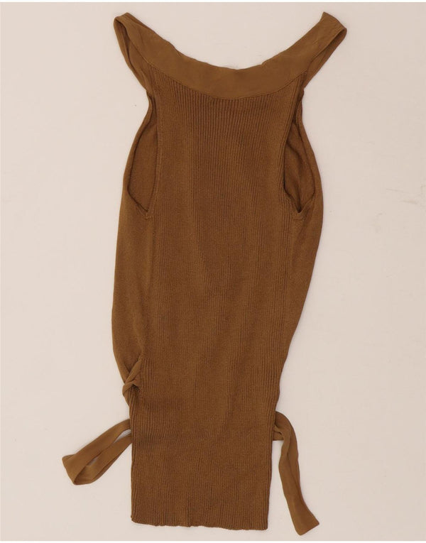 Massimo Dutti Damen Schulterfreies Top UK 14 Große braune Viskose