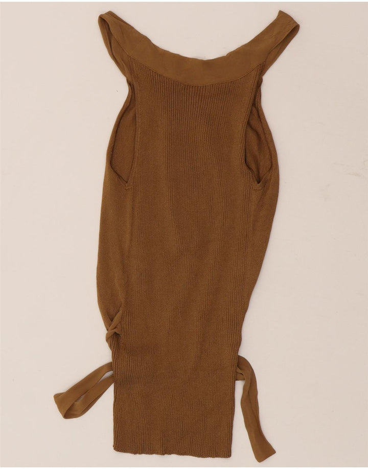 Massimo Dutti Damen Schulterfreies Top UK 14 Große braune Viskose