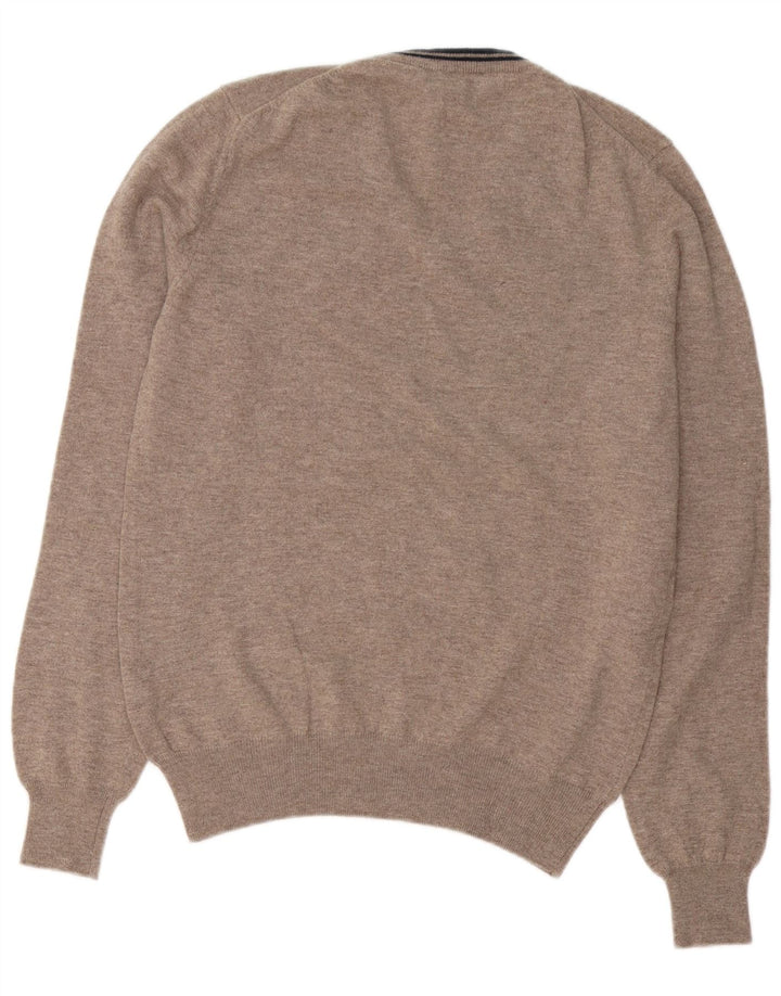 Fred Perry Herren-Pullover mit V-Ausschnitt, XL, braun gefleckte Wolle