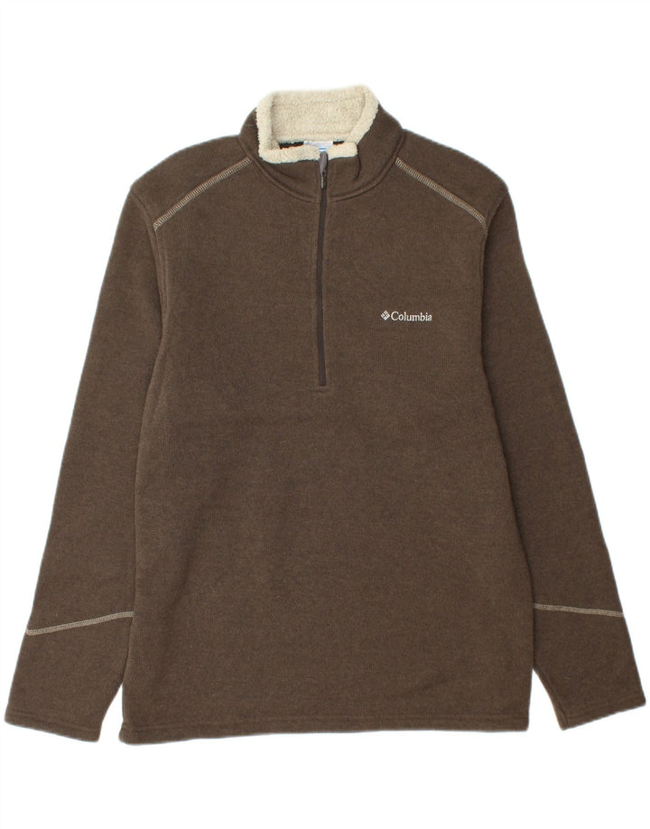 COLUMBIA Herren-Sweatshirt mit Reißverschluss am Hals, mittlerer Khaki-Polyester
