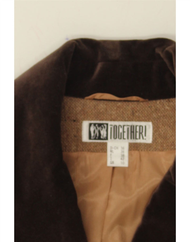 TOGETHER Womens 5 Button Blazer Jacket UK 10 Small Brown Polyacrylic Vintage Together and Second-Hand Together from Messina Hembry 