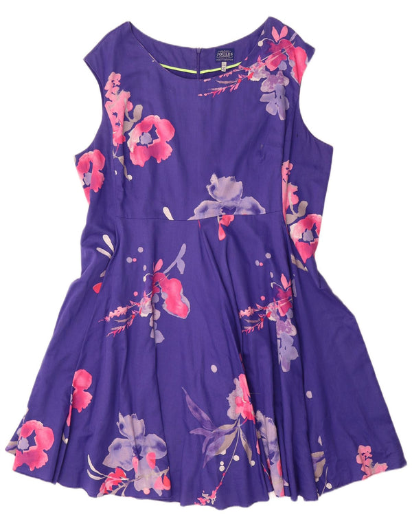 Joules ärmelloses Swing-Kleid für Damen, UK 20 2XL, lila, geblümt, Baumwolle