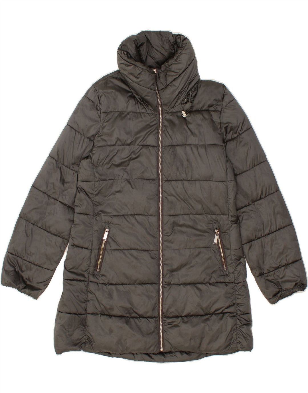 MASSIMO DUTTI Womens Hooded Padded Coat UK 16 Large Grey Nylon Vintage Massimo Dutti and Second-Hand Massimo Dutti from Messina Hembry 