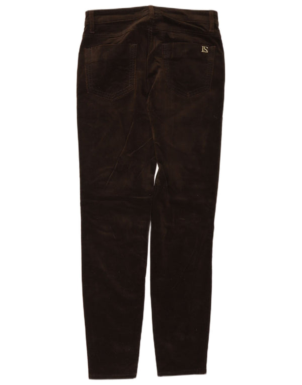 Luisa Spagnoli Damen Samt Slim Casual Hose IT 40 Small W27 L29 Braun