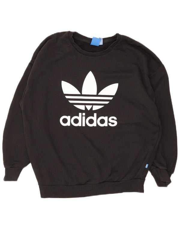 Adidas Womens Graphic Oversized Sweatshirt Pullover UK 10 Small Schwarze Baumwolle