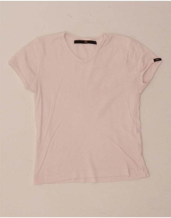 LEE Womens Crop T-Shirt Top UK 12 Medium Pink