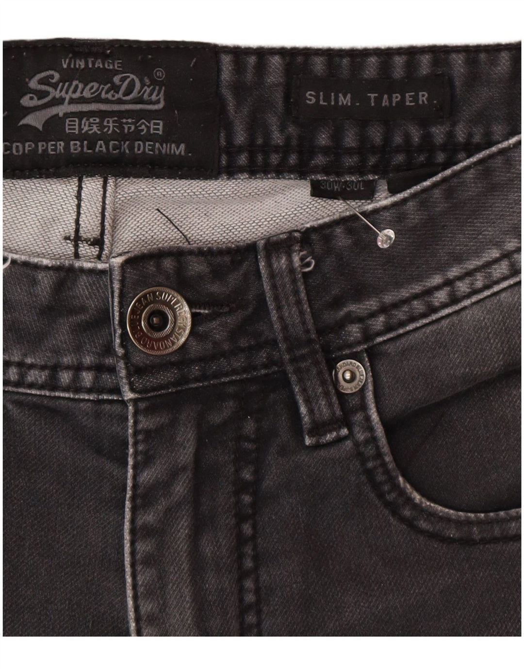 Superdry Herren Slim Tapered Jeans W30 L30 Grau Baumwolle