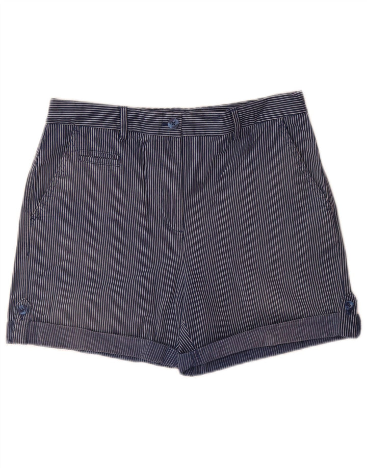 Marks & Spencer Damen Chinoshorts UK 12 Medium W32 Blau gestreift aus Baumwolle