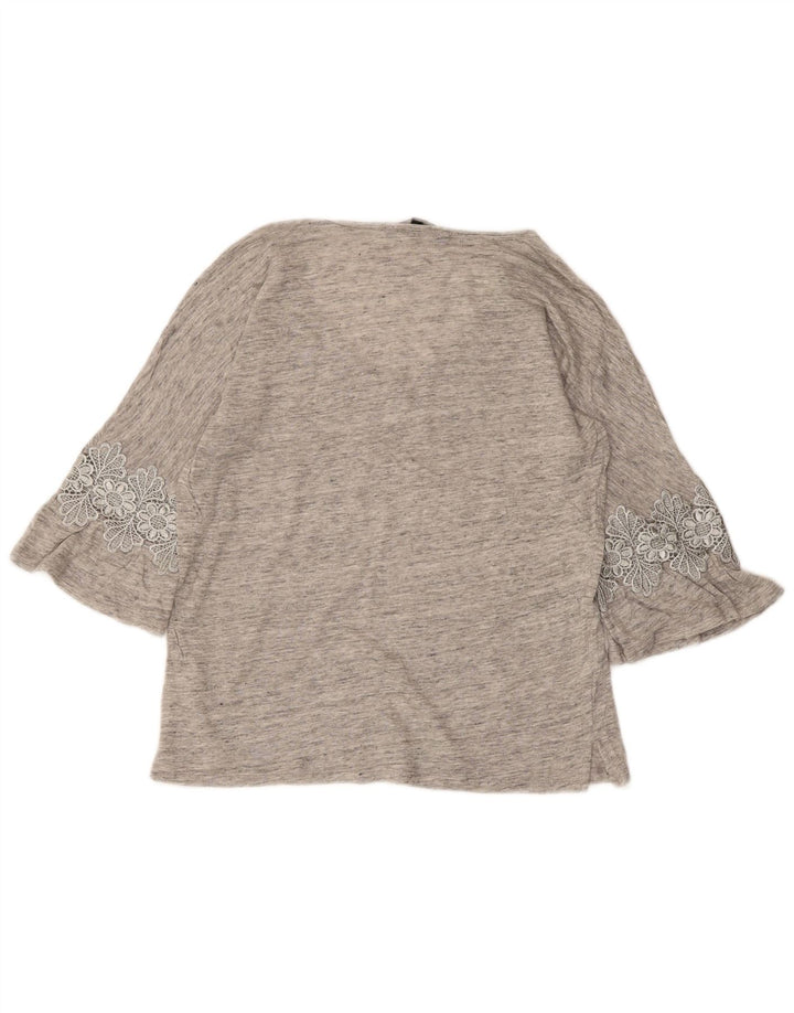 FRENCH CONNECTION Womens 3/4 Sleeve Blouse Top UK 10 Small Grey Floral