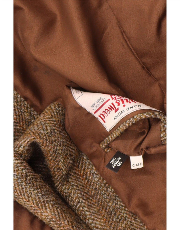 Harris Tweed Herren-Blazer mit 2 Knöpfen, UK 44, 2XL, braune Wolle mit Fischgrätenmuster