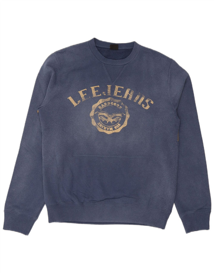 Lee Herren Grafik Sweatshirt Pullover Groß Navy Blau Baumwolle
