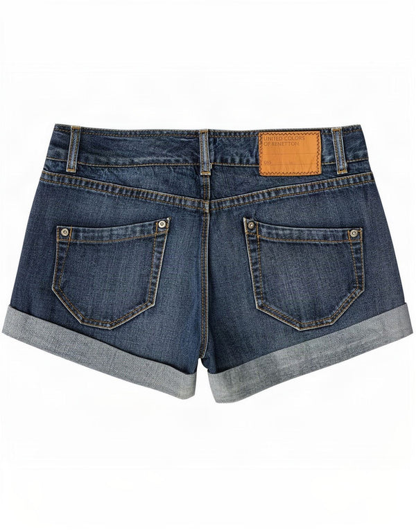Benetton Damen Jeansshorts IT 42 Medium W30 Blaue Baumwolle