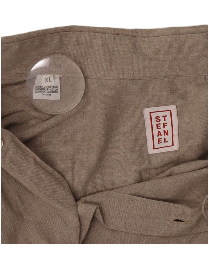 Stefanel Herrenhemd XL Beige Baumwolle