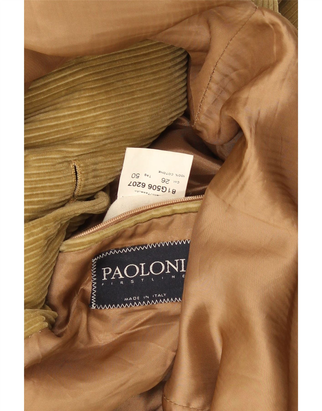 Paoloni Herren-Blazer aus Cord mit 3 Knöpfen, IT 50, große Beige-Baumwolle