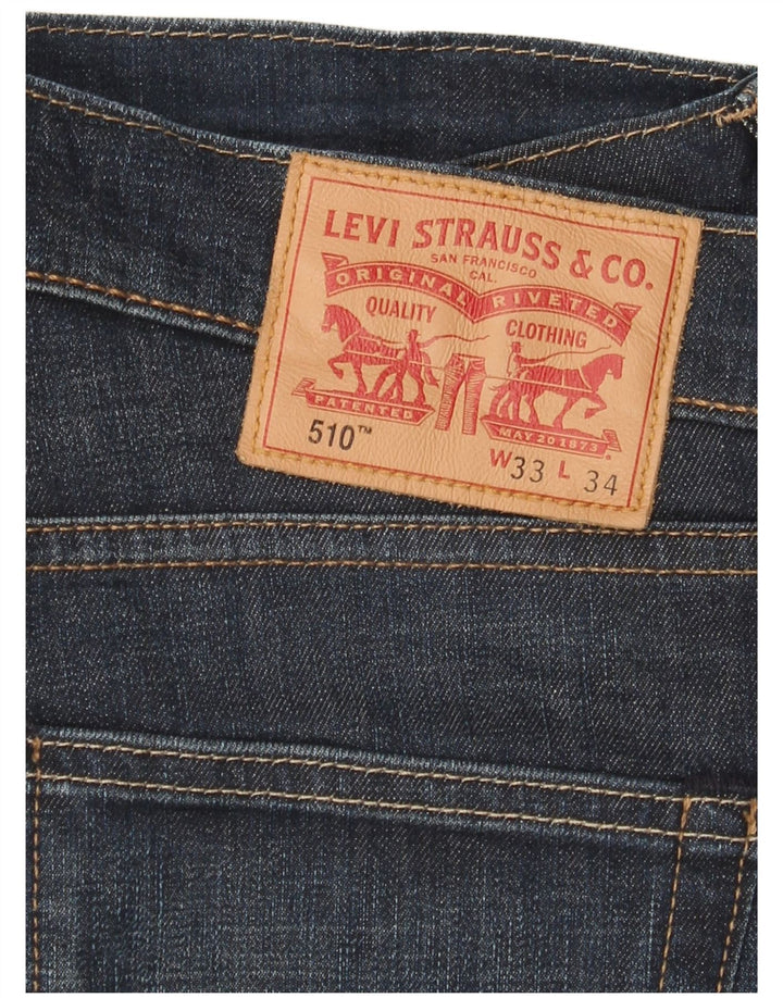 LEVI'S Herren 510 Skinny Jeans W33 L34 Marineblaue Baumwolle