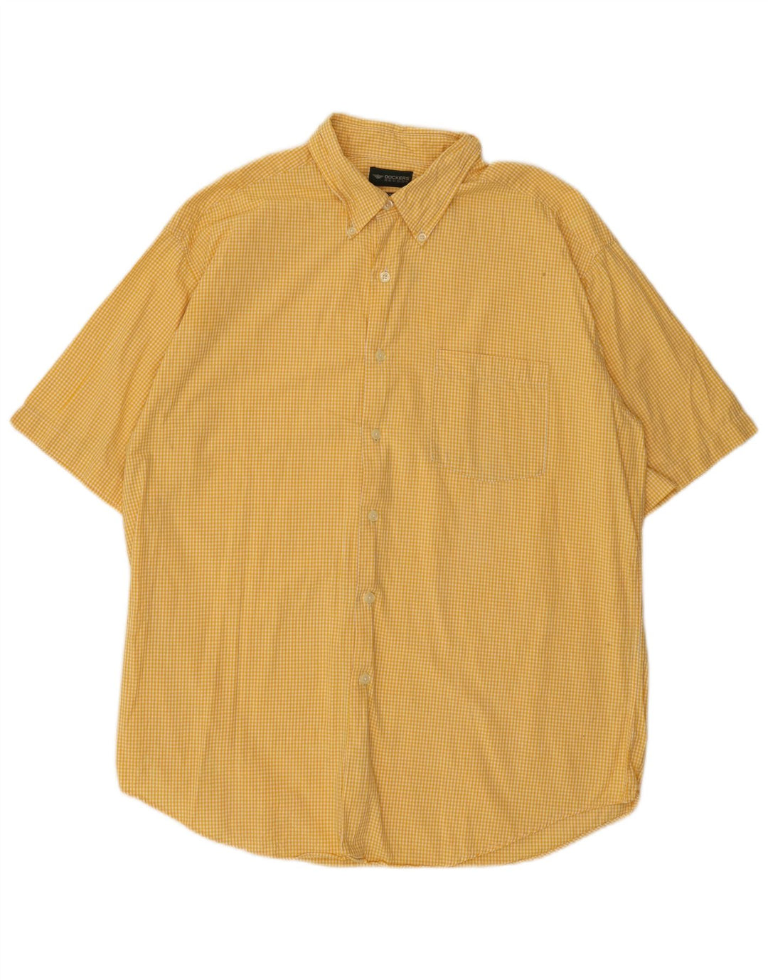 Dockers Herren-Kurzarmhemd, groß, gelbe Gingham-Baumwolle