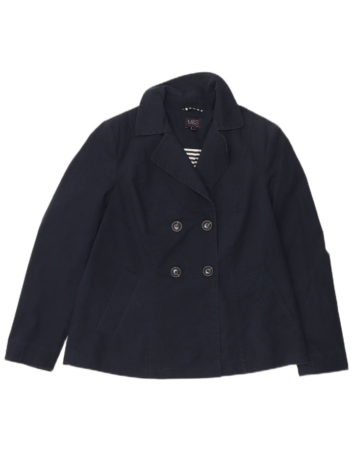 Marks & Spencer Damen Pea Coat UK 10 Small Marineblaue Baumwolle