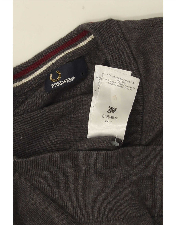 Fred Perry Herren-Strickjacke, kleine graue Wolle